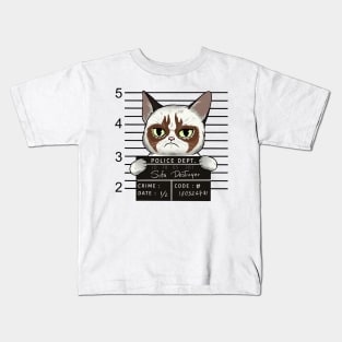 Paws Behind Bars: Cat Mug Shot Kids T-Shirt